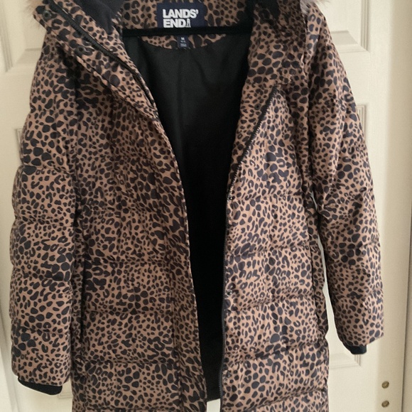 Land‘s End Leopard Down Puffer Coat - Picture 4 of 8